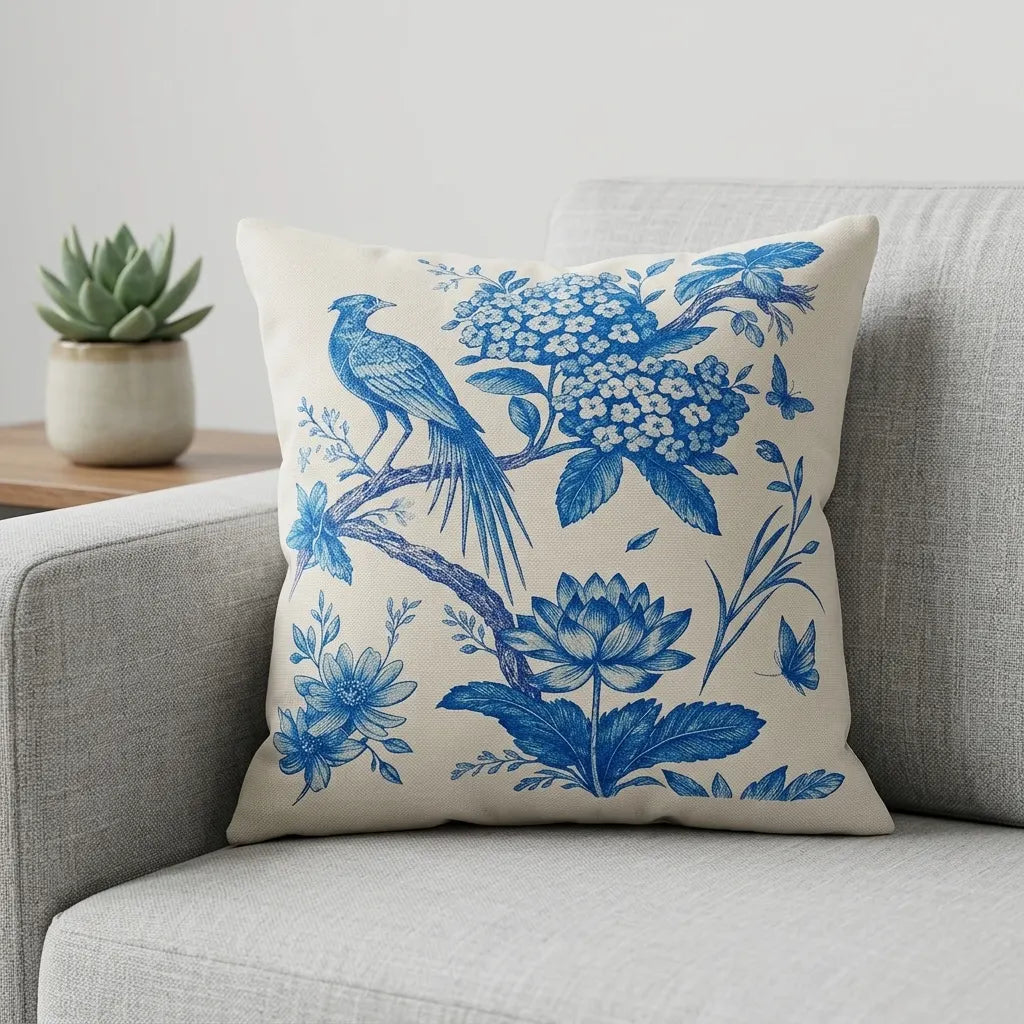 Designer Cushion Cover With Filled Insert placed on sofa 
