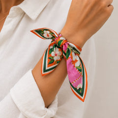 Elvara Bandana Set tied around a wrist in a close shot