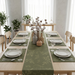 Dark green botanical table runner with matching placemats.