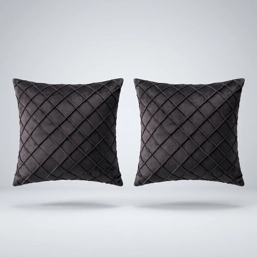 Executive Velvet Cushion Covers Pack of 2 floating on a light gray surface