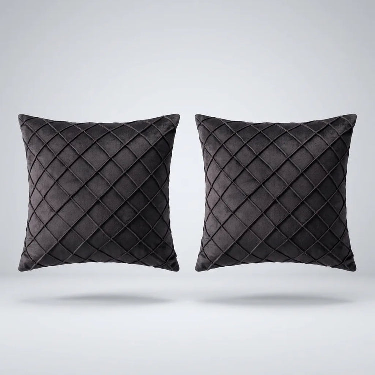 Executive Velvet Cushion Covers Pack of 2 floating on a light gray surface