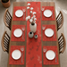 Terracotta botanical table runner with matching placemats.