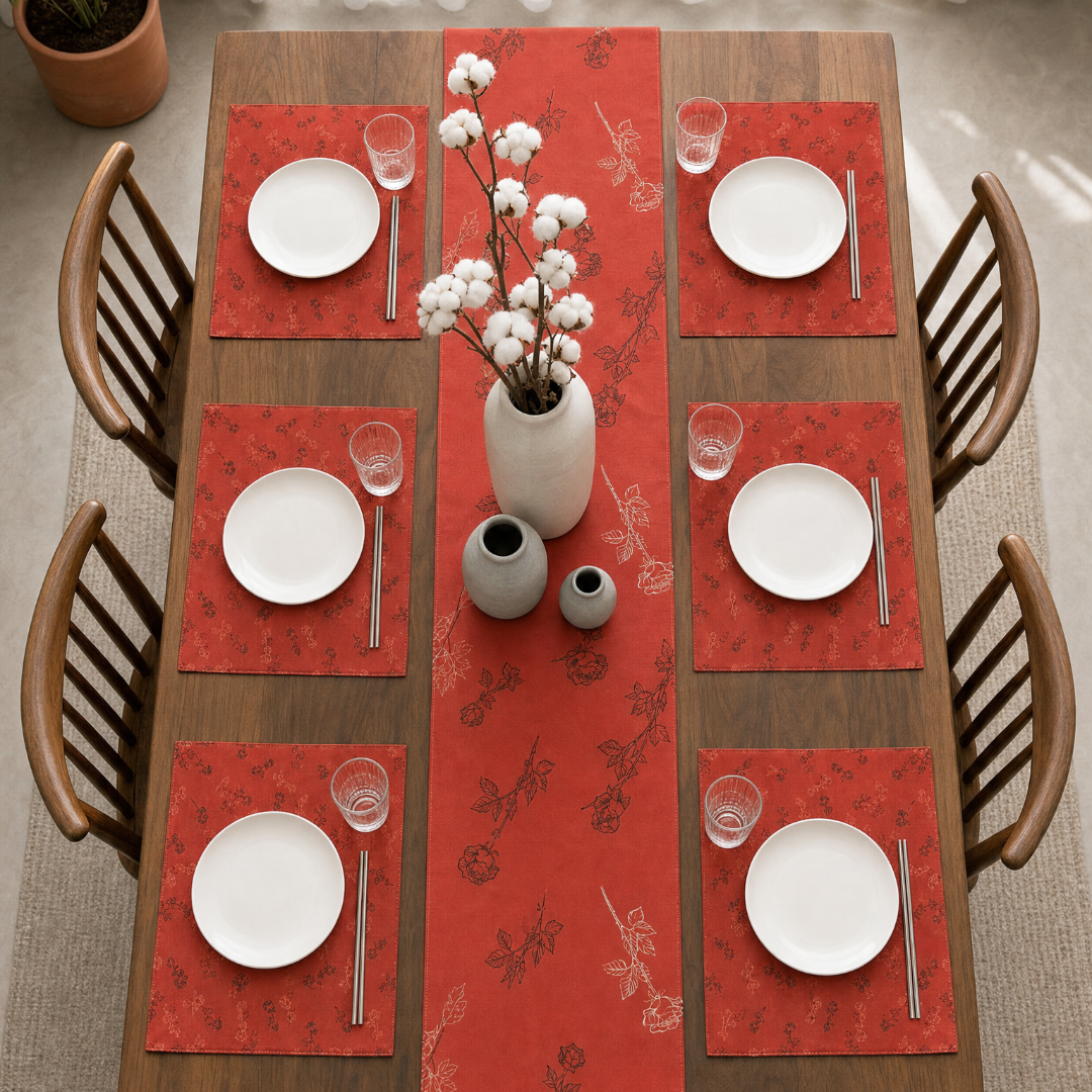 Garden Vine Table runner with Mats