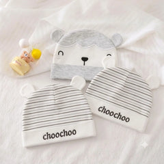 Organic Cotton Animal-Ear Baby Beanies - Pack of 3