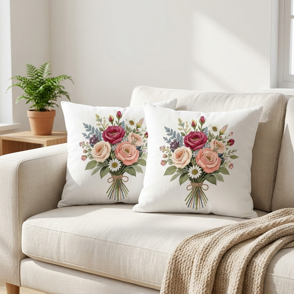 Amethyst Bloom Premium DTF Printed Cushion Cover Pack of 2