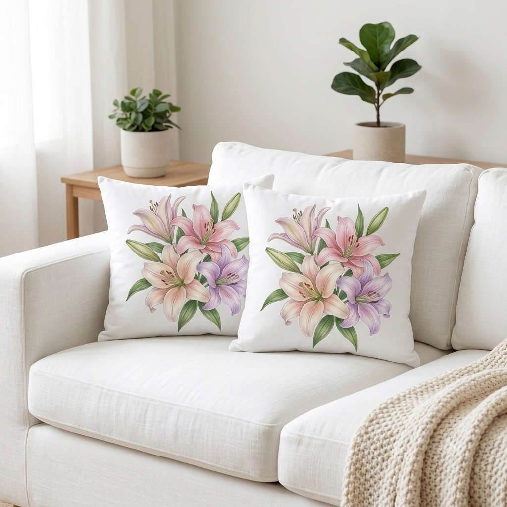Mauve Petals Premium DTF Printed Cushion Cover Pack of 2