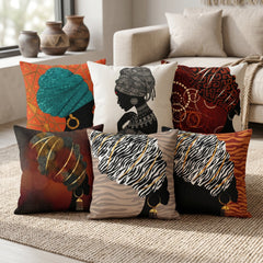 Tribal Lady Print  Cushion Covers Pack Of 6
