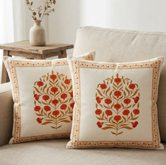 Mughal-Inspired Floral Cushion Cover Pack of 2