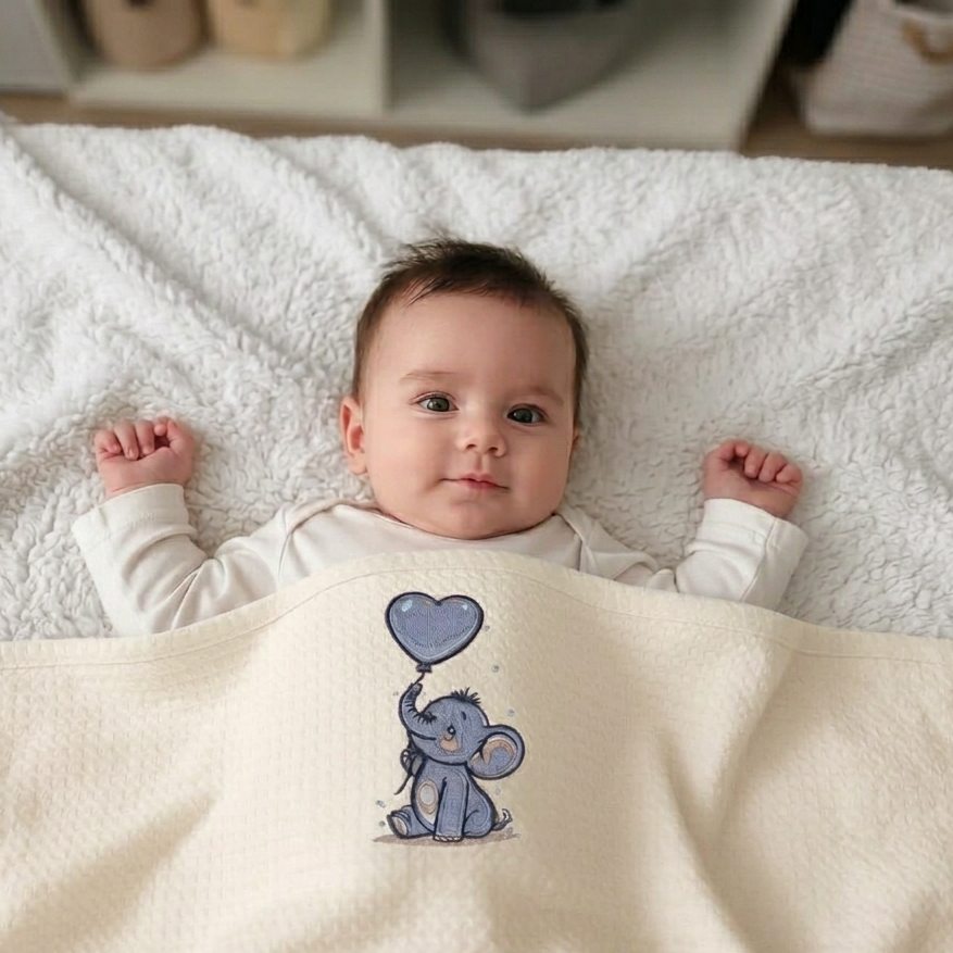 Viscose  Elephant Heart Baby Blanket