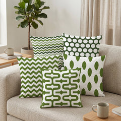 Chevron & Dot Green Cushion Covers Pack Of 5