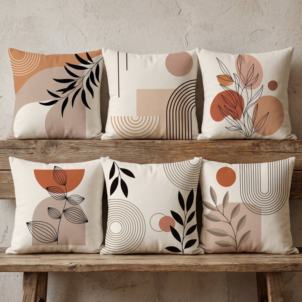 Terracotta Abstract Harmony Cushion Covers Pack Of 6