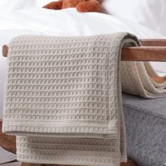 Organic Cotton Waffle Baby Blanket Stone Grey