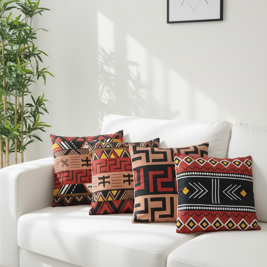 African Mudcloth Cushion Covers Pack of 4