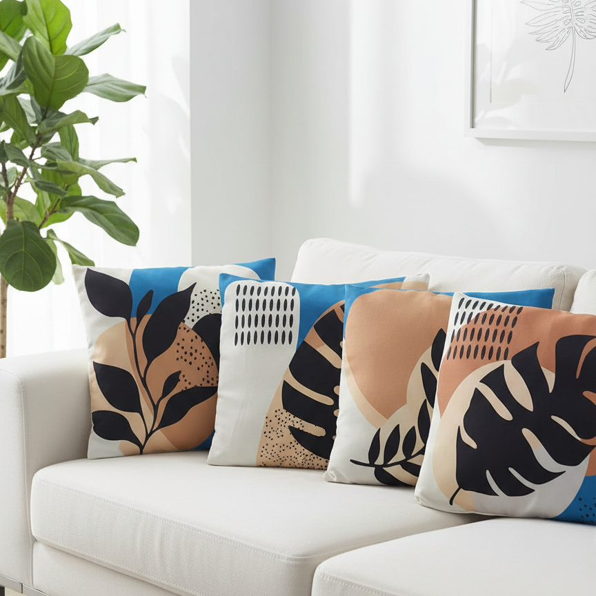 Ocean Palm Cushion Covers Pack of 4