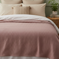 Viscos Cotton Thermal  Blanket Powder Pink