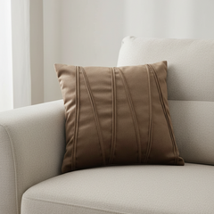 Linear Brown Velvet Cushion Cover