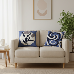 Navy Flora Cushions Cover Pack of 2