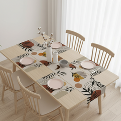 Boho Leaf Brown Sun Table Runner With Mats