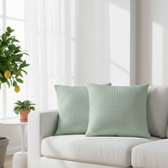 Waffle-Textured Cushion Covers Pack of 2 Sage Mint