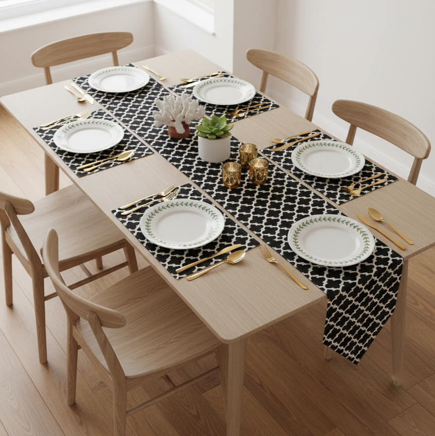 Parallel Grace Table Runner with Mats