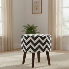 Zig Zag Round Cone Leg Ottoman