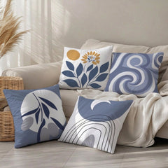Scandi Leaf Abstract Cushion Covers Pack Of 4