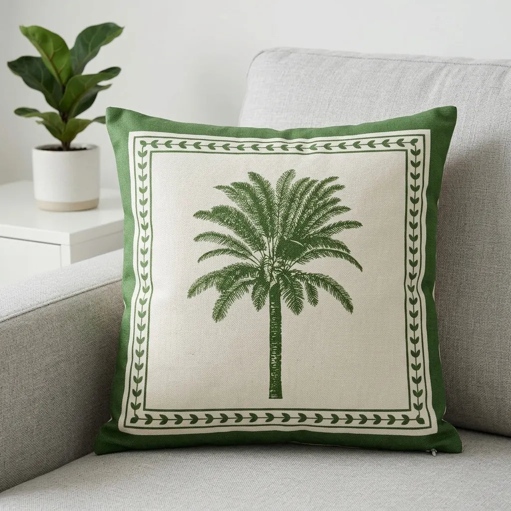 Minimal Cushion Cover With Filled Insert placed on sofa 

