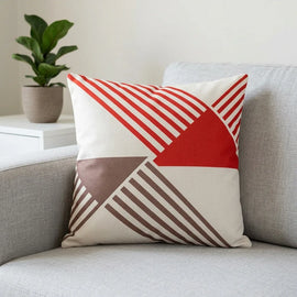 Minimal Cushion Cover With Filled Insert placed on sofa 
