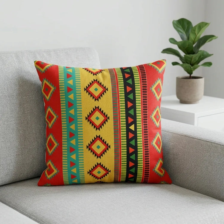 Minimal Cushion Cover With Filled Insert placed on sofa 
