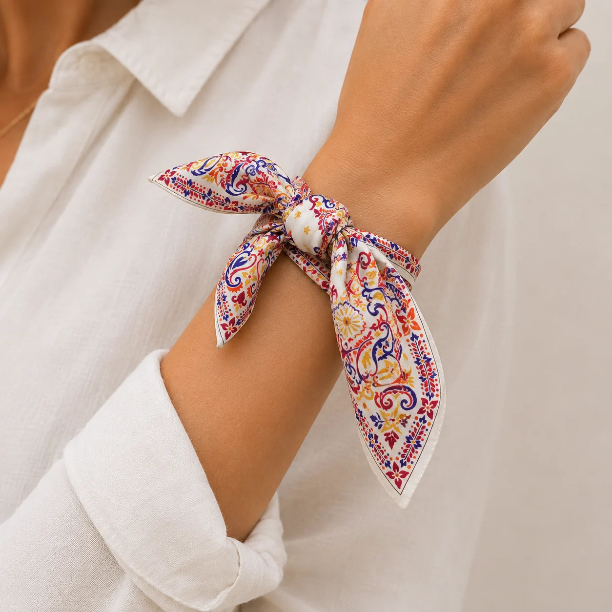  Orvella Bandana Set teid around the wrist in aclose shot 