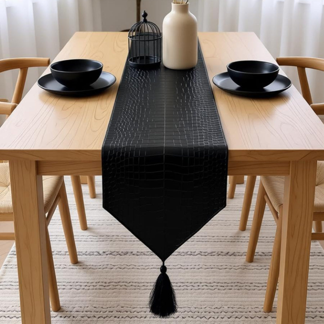 Premium Leather - Black Table Runner