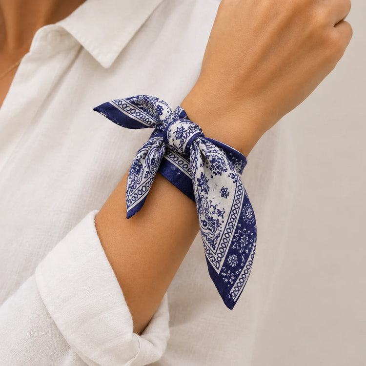 Rovelle Bandana Set Pack Of 3 tied around  a wrist 