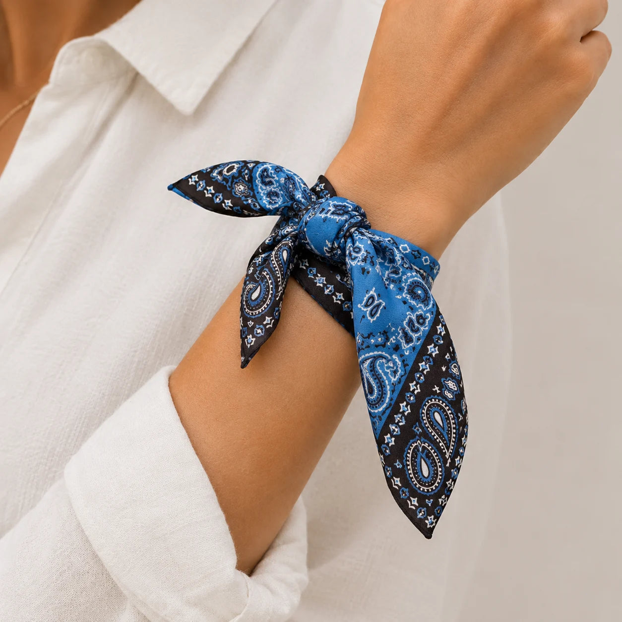 Rovelle Bandana Set Pack Of 3 tied around  wrist 