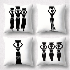 African Tribal Women Throw Pillow Covers Pack Of 4