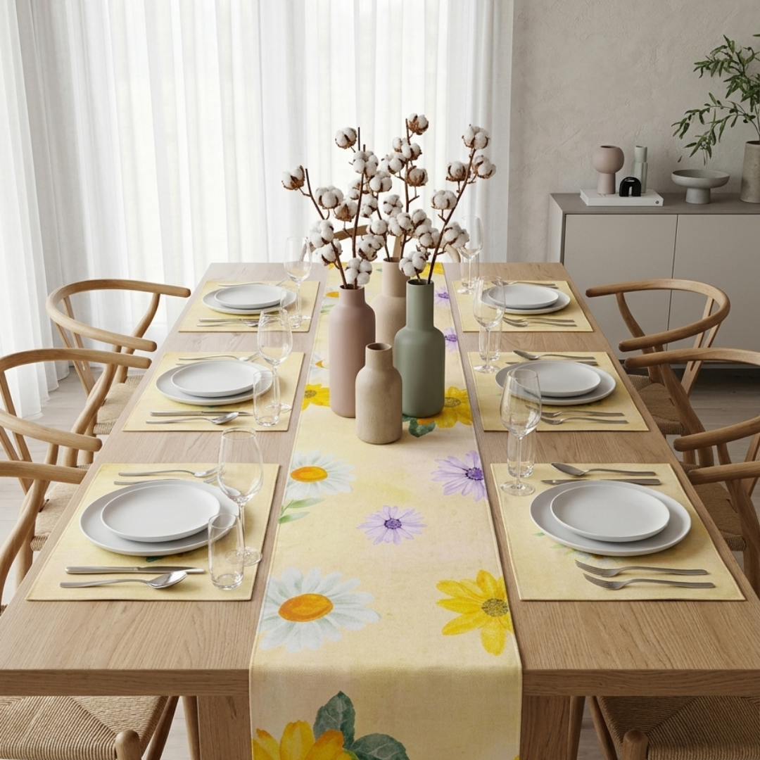 Sunflower Glow Table runner with Mats