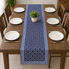 Classic Navy Bloom Table Runner