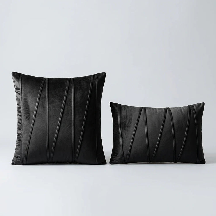Velvet Prism Stripe Cushion Cover placed on light grey surface
