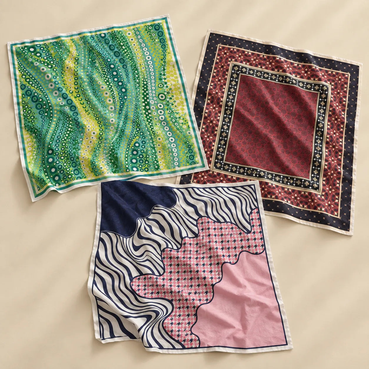 Veylora Bandana Placed on a Light Beige Surface 