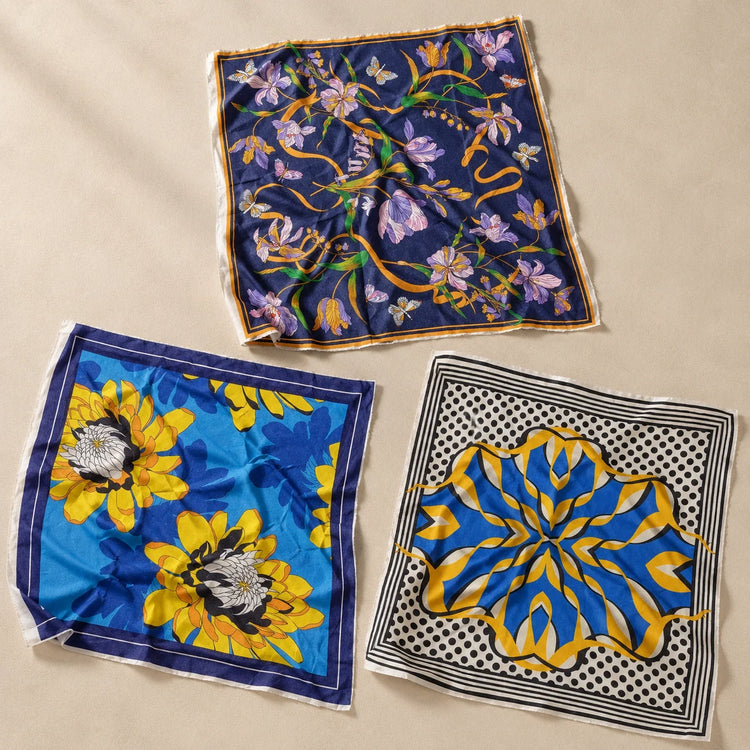 Vireza Bandana Set Pack Of 3 placed on a light beige surface 