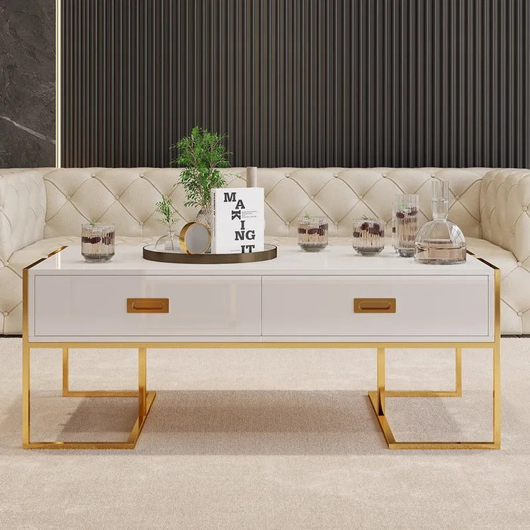 Jocise White Rectangular Living Lounge Bedroom Coffee Center Table - waseeh.com