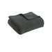 Folded charcoal grey ribbed cotton thermal blanket.