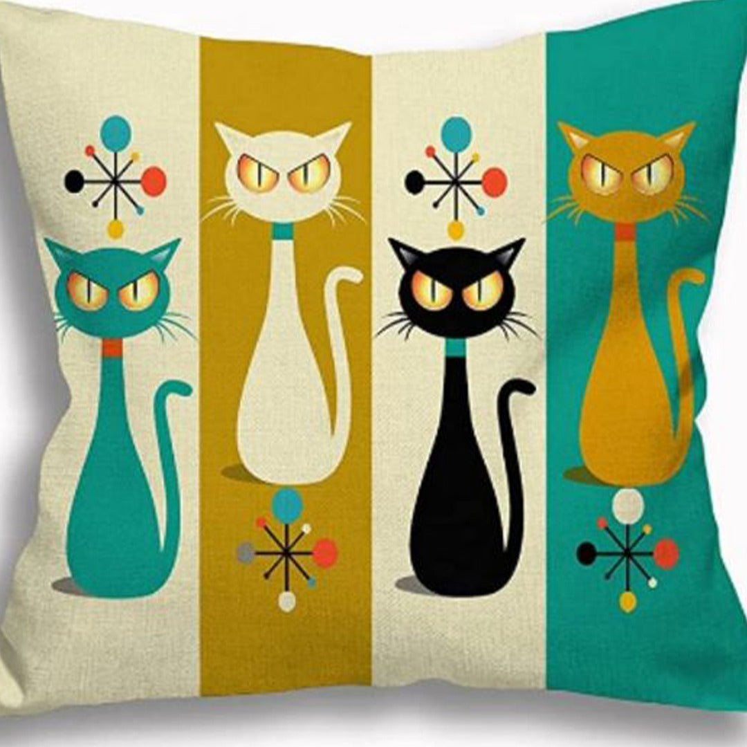 Cat Modern Art Cushion Covers Pack of 4