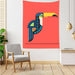 Coral tapestry with a colourful illustrated toucan.