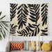 Cream tapestry with black leafy branch silhouettes.