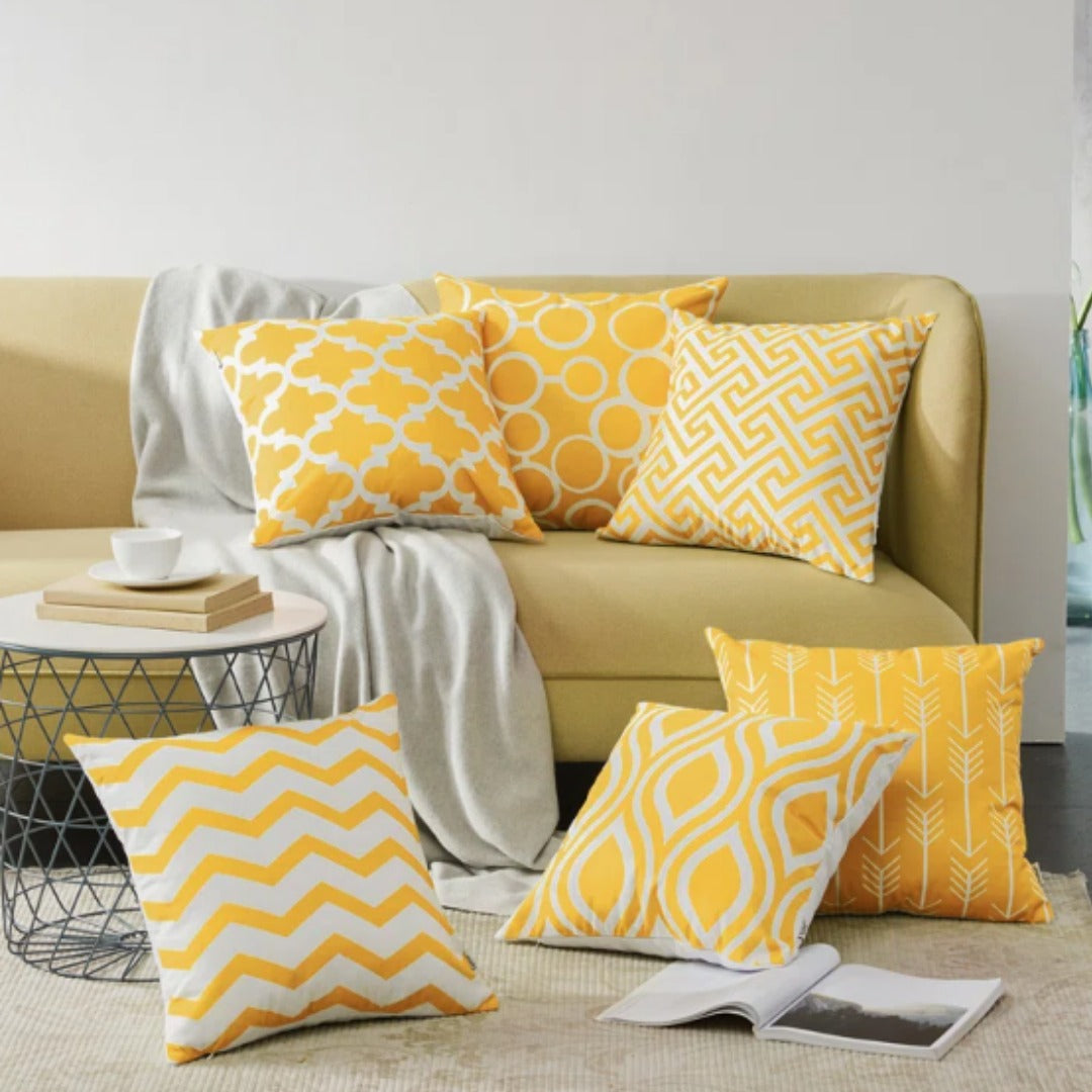 Geometric Canvas Indoor Pack of 6 (Yellow)