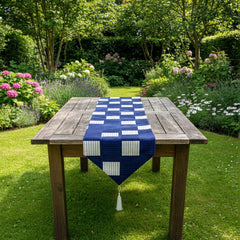 Navy Blue Printed Table Runner