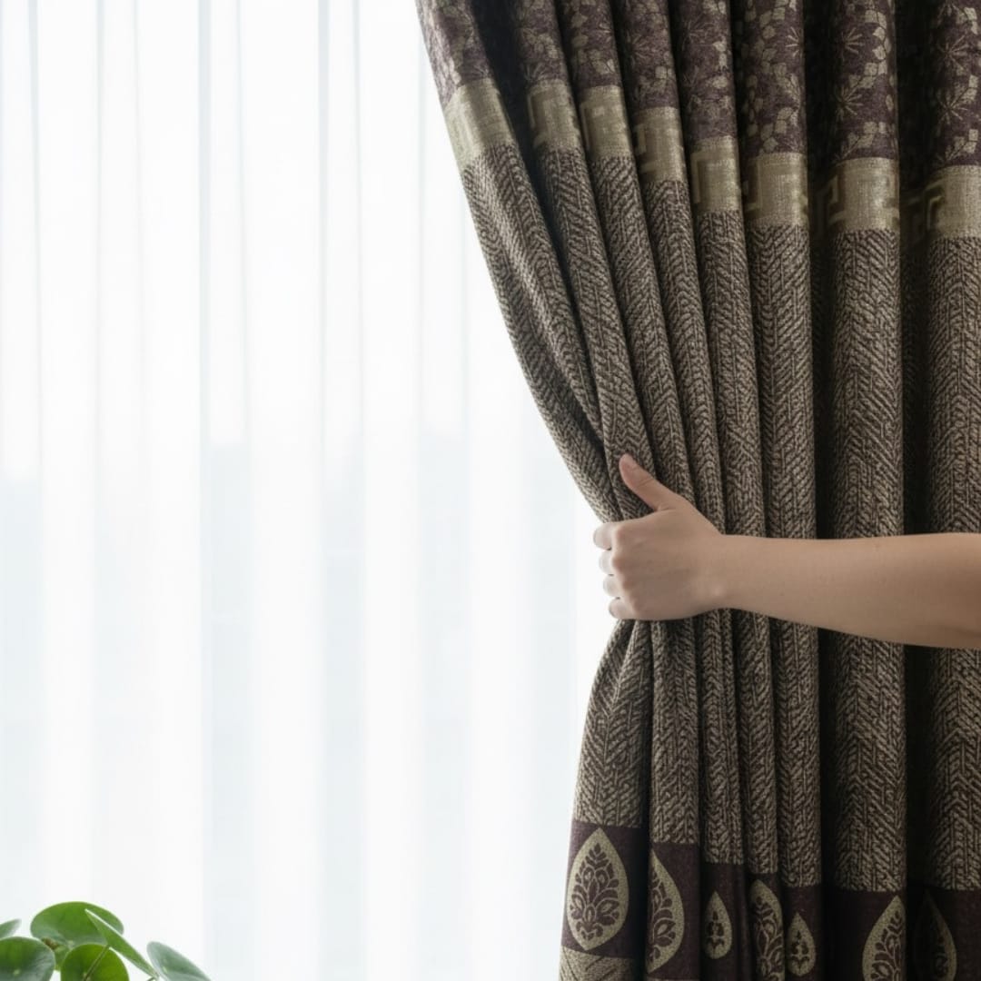 Jacquard Curtains Pack of 2