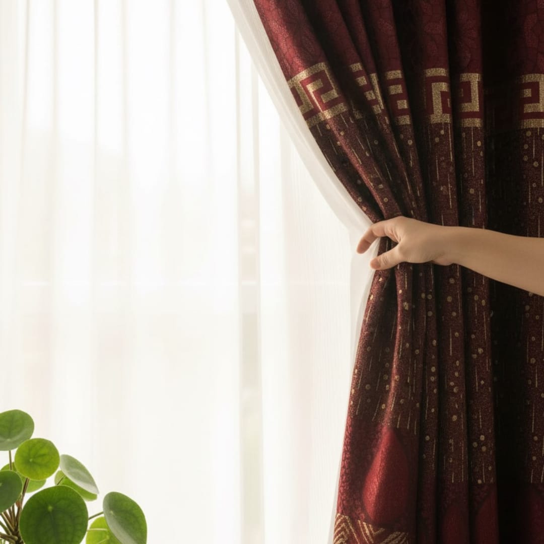 Jacquard Curtains Pack of 2