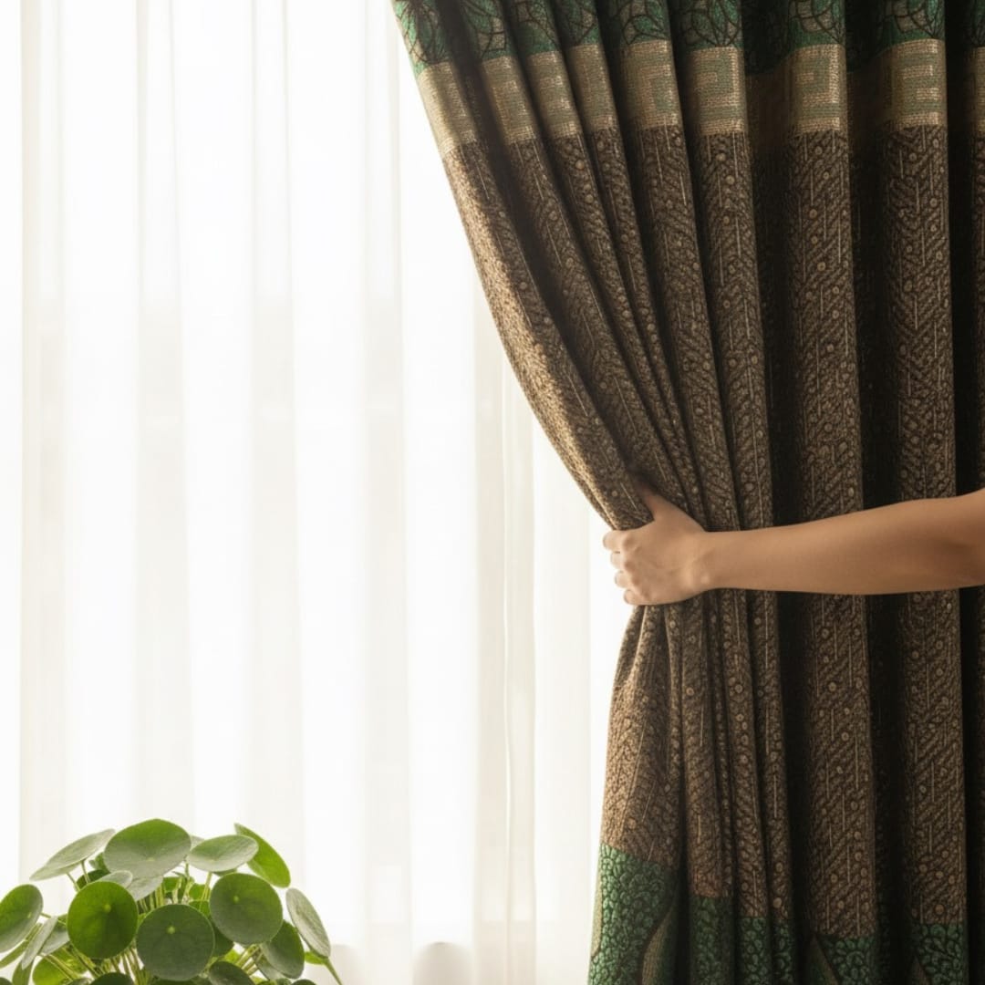 Jacquard Curtains Pack of 2