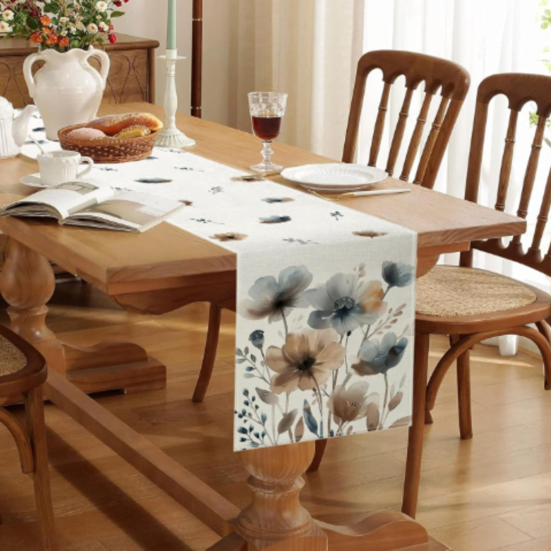 Watercolor-Inspired Botanical Table Runner